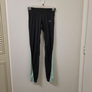 Nike Black and Mint Dri-Fit Leggings